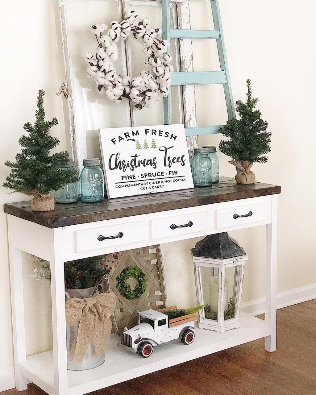 christmas decor for sofa table Sofa Table Christmas Decorating Ideas