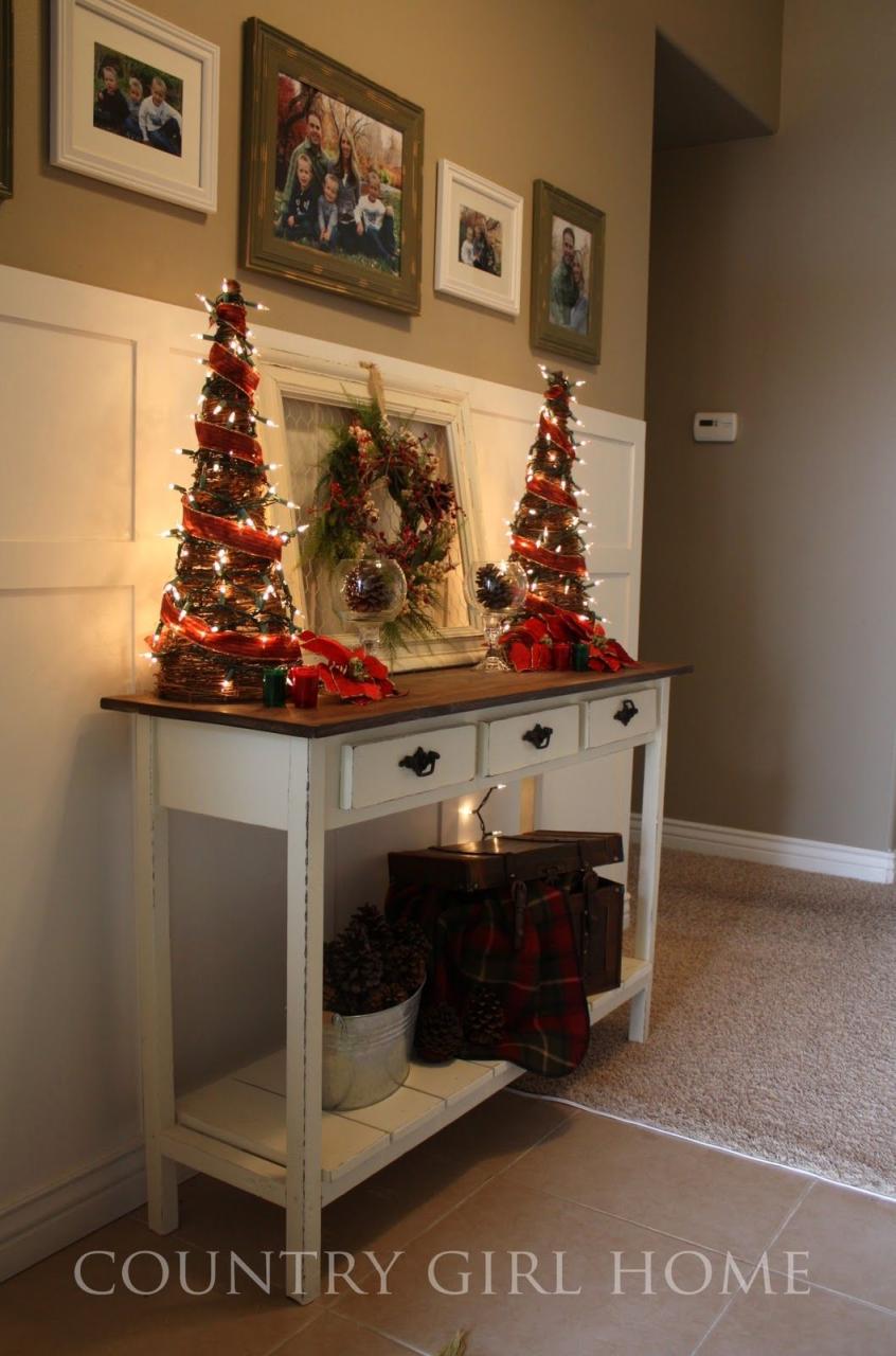 sofa table christmas decor Christmas Decorating Ideas For Sofa Table Christmas entry, Traditional christmas decorations