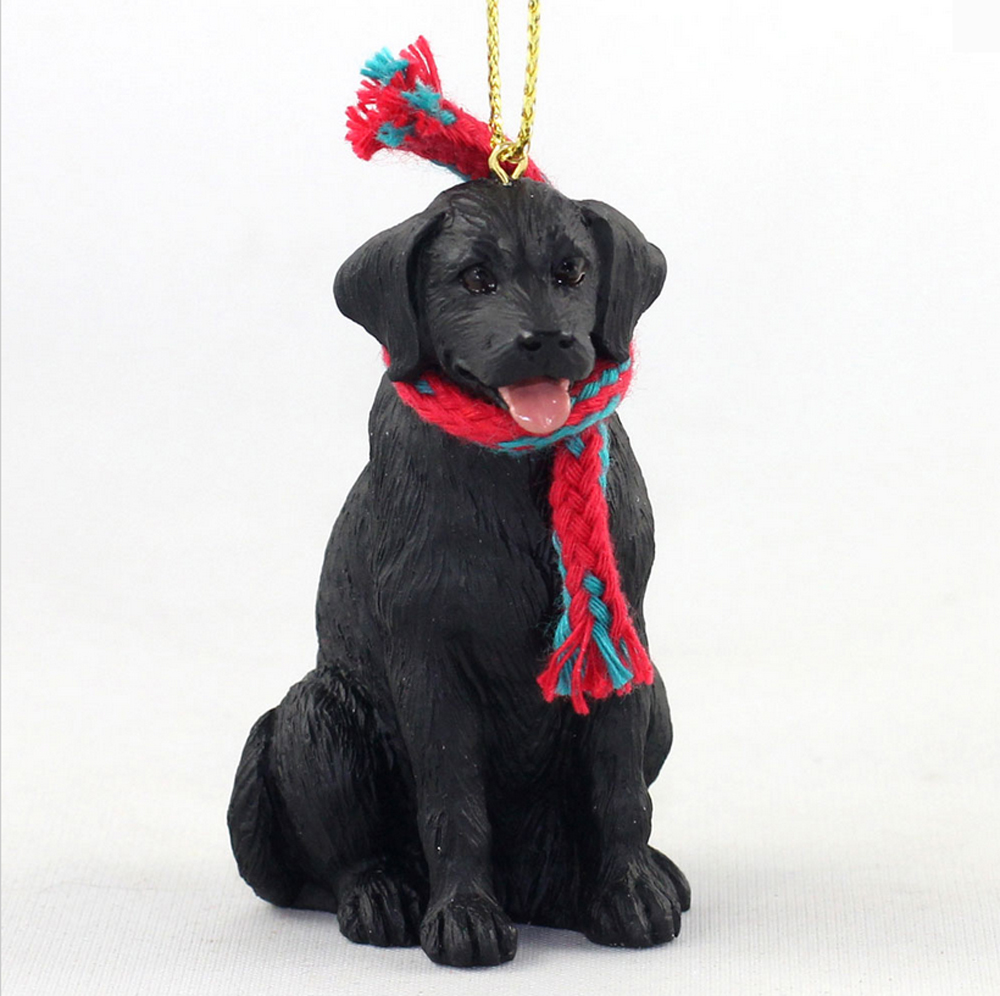 black lab christmas decor Black Labrador Christmas Scarf Ornament