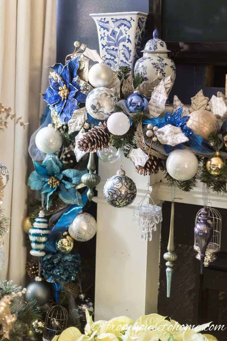 white and blue christmas decor Beautiful Blue and White Christmas Home Decorating Ideas (Plus 18 Other Bloggers' Christmas Home