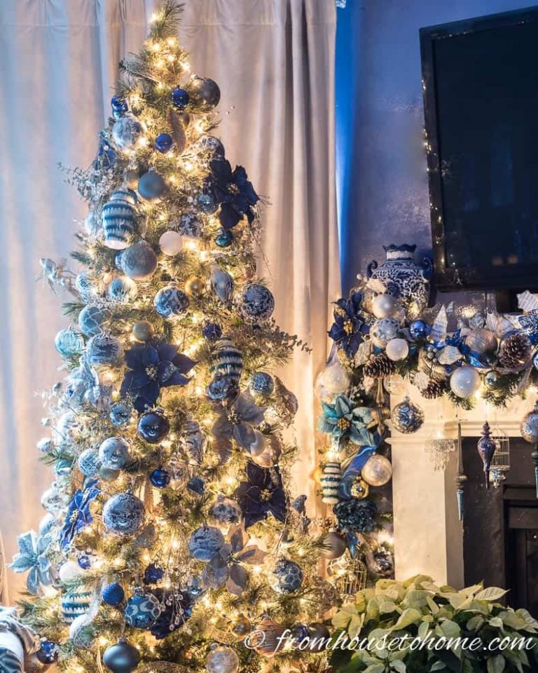 blue and gold christmas tree decor Blue, White And Gold Christmas Tree Decor From House To Home