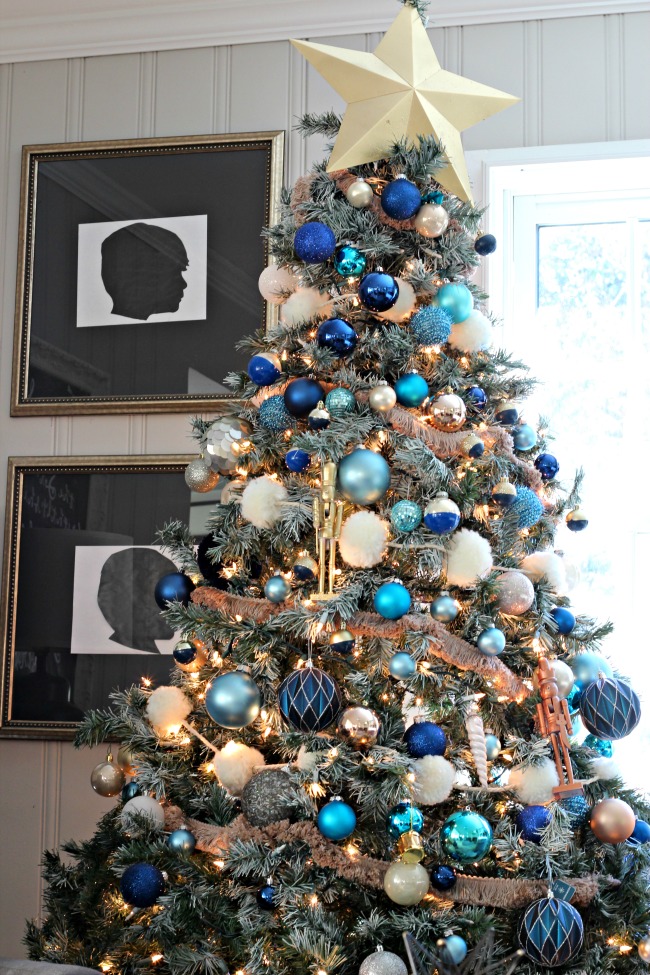 blue christmas tree decor Decorations of Blue on White Christmas Tree Southern State of Mind Blog by Heather