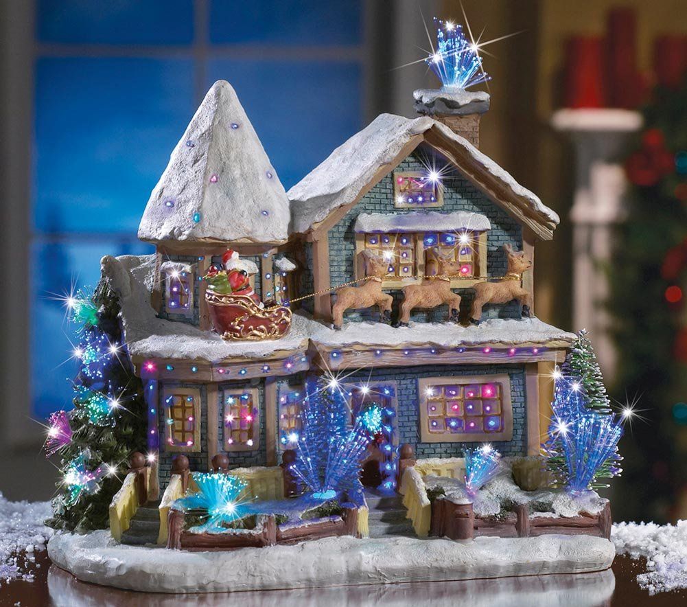 fiber optic christmas decor Fiber Optic Holiday Victorian House Figurine Winter holiday decorations, Christmas village