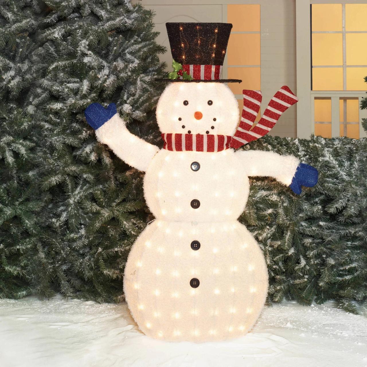 christmas decor at walmart Holiday Time Christmas Decor 56" Fluffy Snowman Sculpture