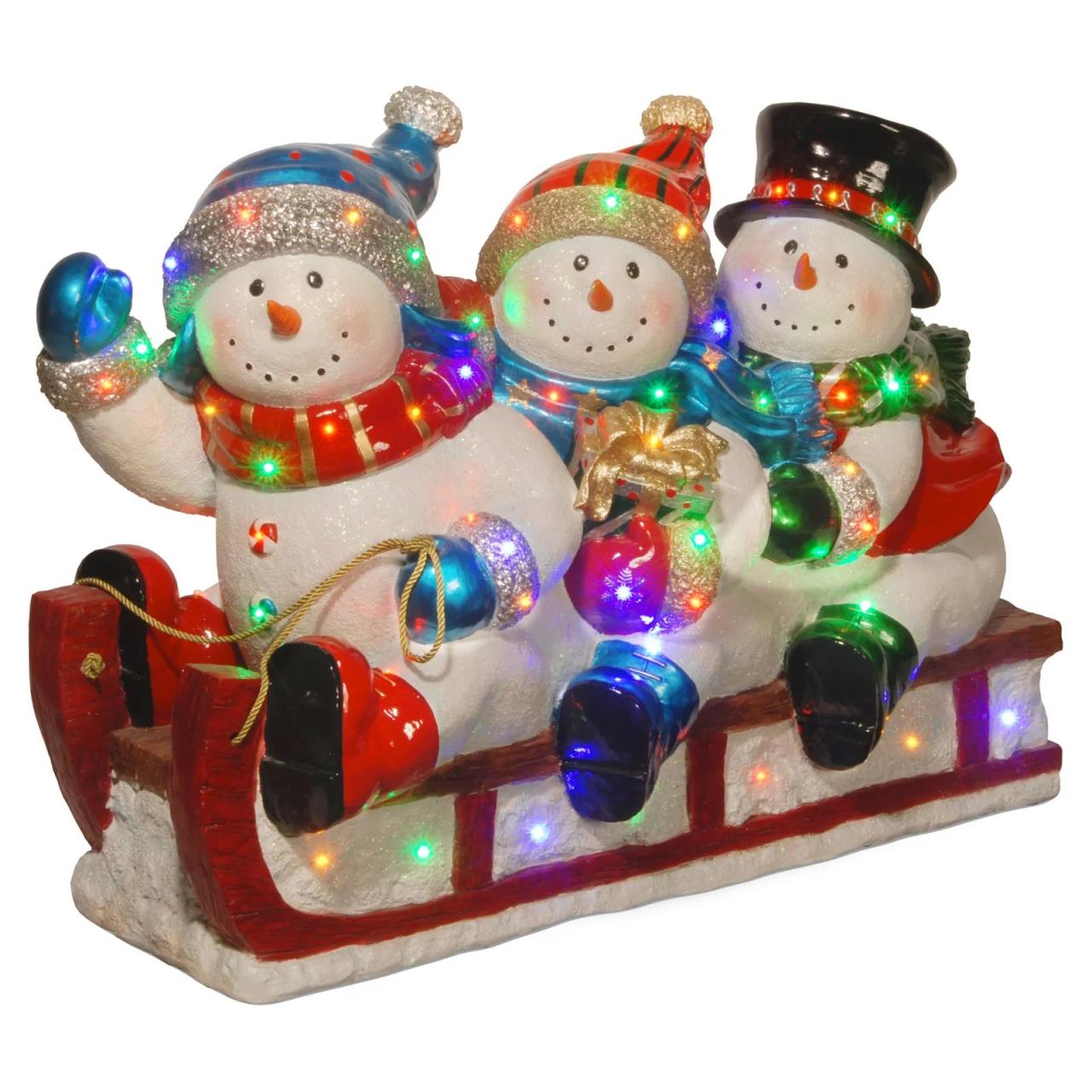 christmas decorations outdoor walmart National Tree Co. Sledding 3 Snowmen Christmas Decoration