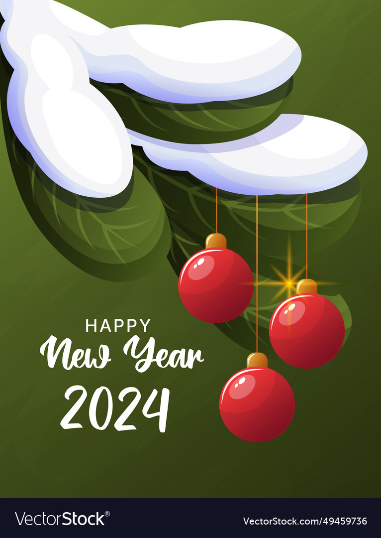 christmas design for 2024 Card design with christmas ball for new year 2024 Vector Image