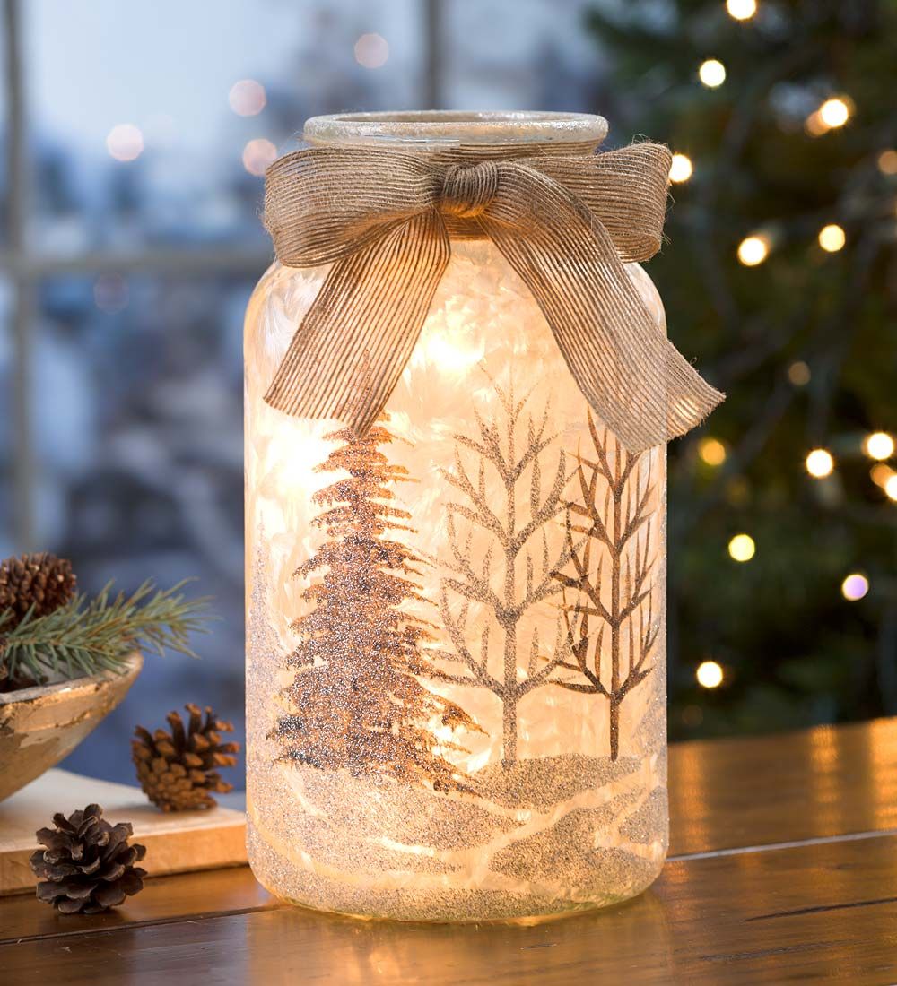 christmas decor glass jar Glass Holiday Lantern With Holiday Scene Mason jar christmas crafts, Christmas jars, Christmas