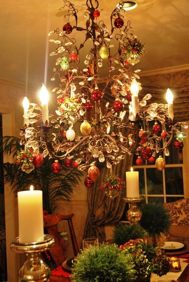 chandelier decor for christmas 20 Christmas Chandelier Decorating Ideas To Try · Inspired Luv