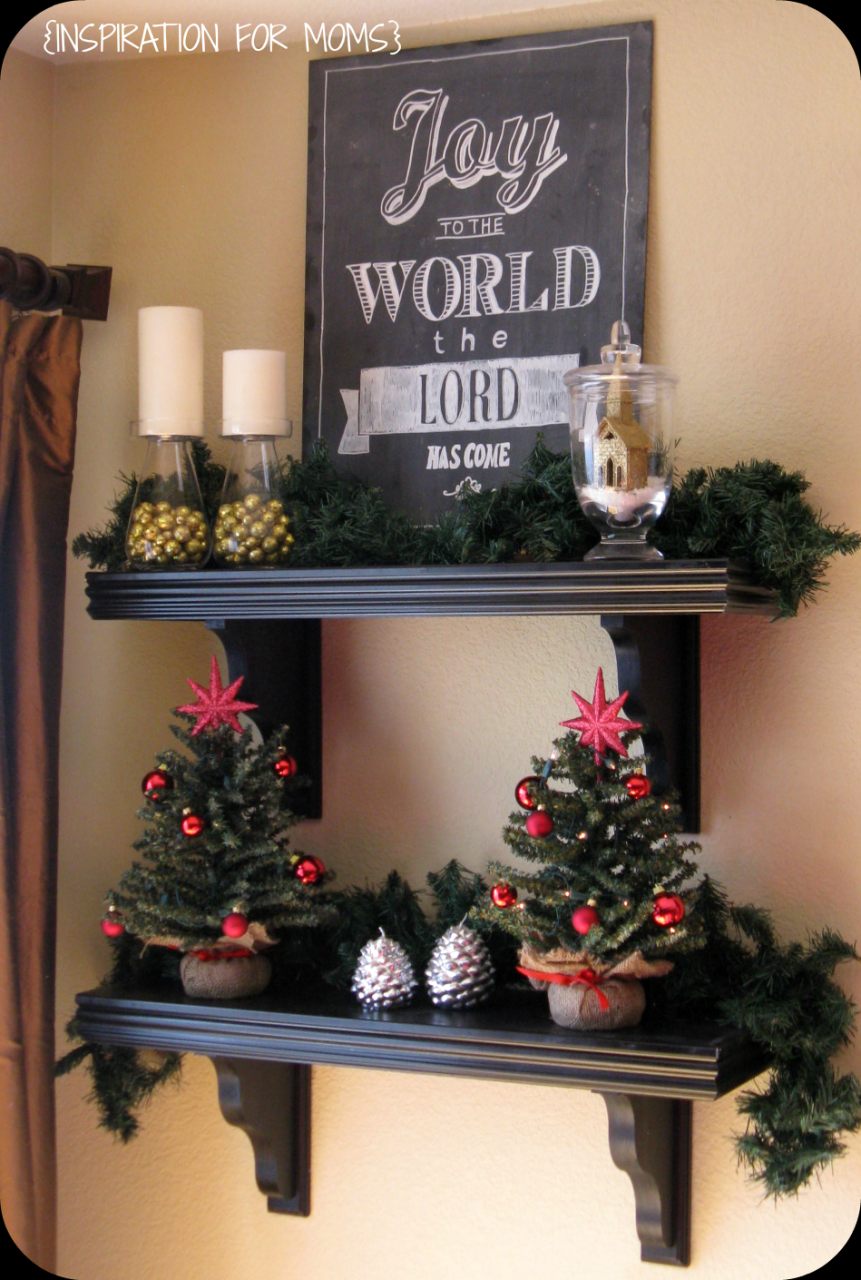 christmas decor for shelves Chalkboard Christmas Shelves Inspiration For Moms