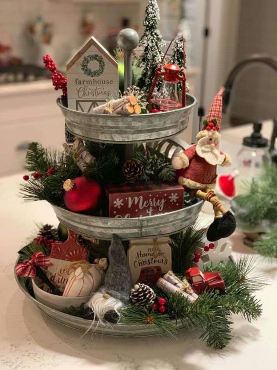 tiered tray christmas decor 35+ DIY Christmas Tiered Tray Décor Ideas