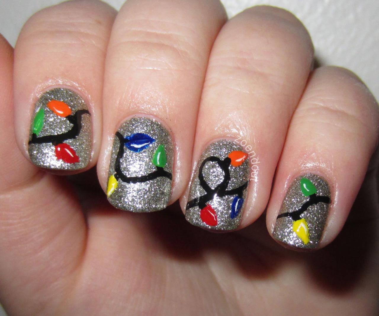 christmas design ideas nails Zoendout Nails Christmas Lights Nail Tutorial!