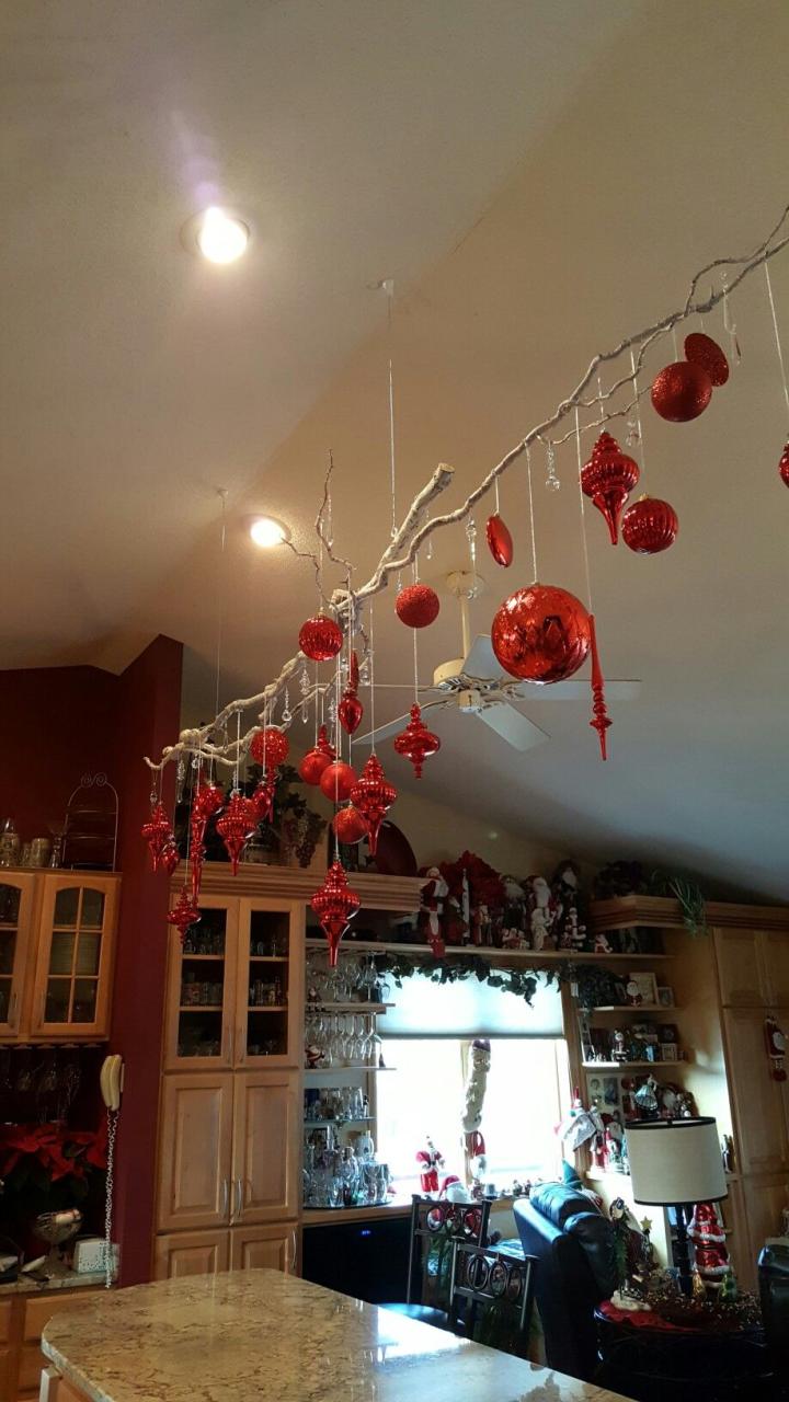 christmas decor on ceiling High ceilings are a great place for hanging an impressive Christmas