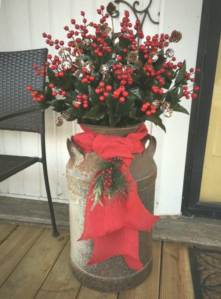 milk can christmas decor Antique Milk can decorated for Christmas Antique christmas