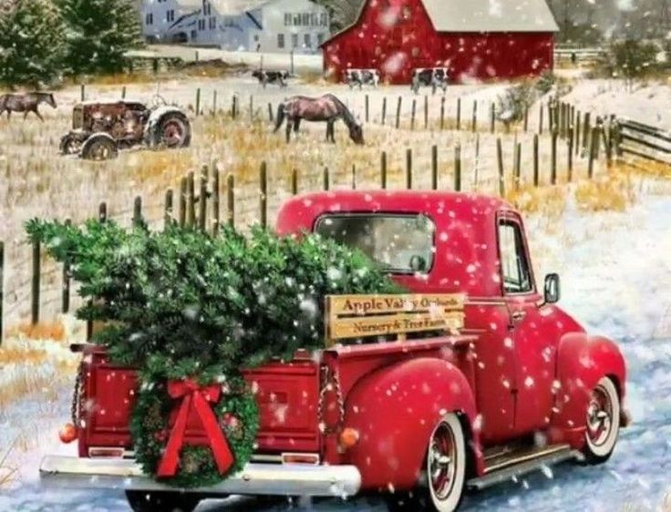 christmas decor red truck Cool 48 Lovely Red Christmas Decor Ideas. More at Christmas Time, Merry Christmas, Christmas… in