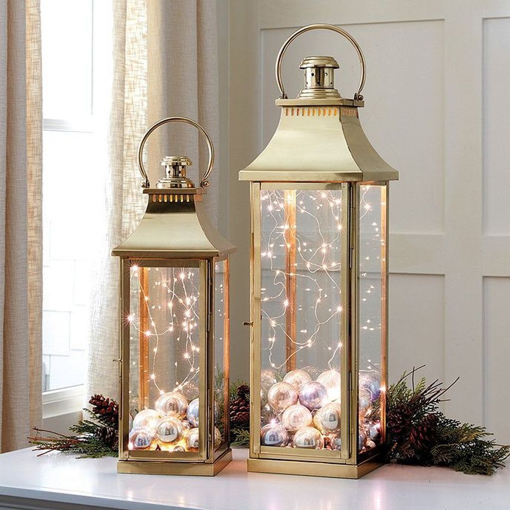 christmas decor with lanterns 32 Inspiring Winter Lantern Centerpieces Decor Ideas Gold christmas decorations, Christmas