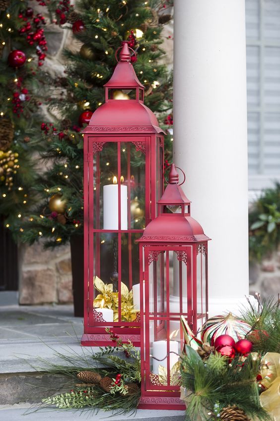 christmas decor with lanterns 40+ Unique DIY Christmas Lantern Decoration Ideas / Inspo Hike n Dip Christmas lanterns