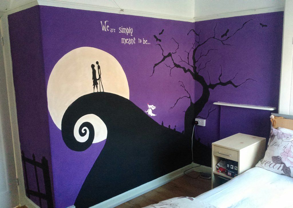 nightmare before christmas wall decor Nightmare Before Christmas Wall Mural Finished by Anaseed Nightmare before christmas