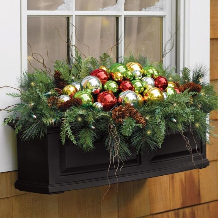 christmas decorations for outdoor window boxes Beautiful Christmas window box Christmas Pinterest