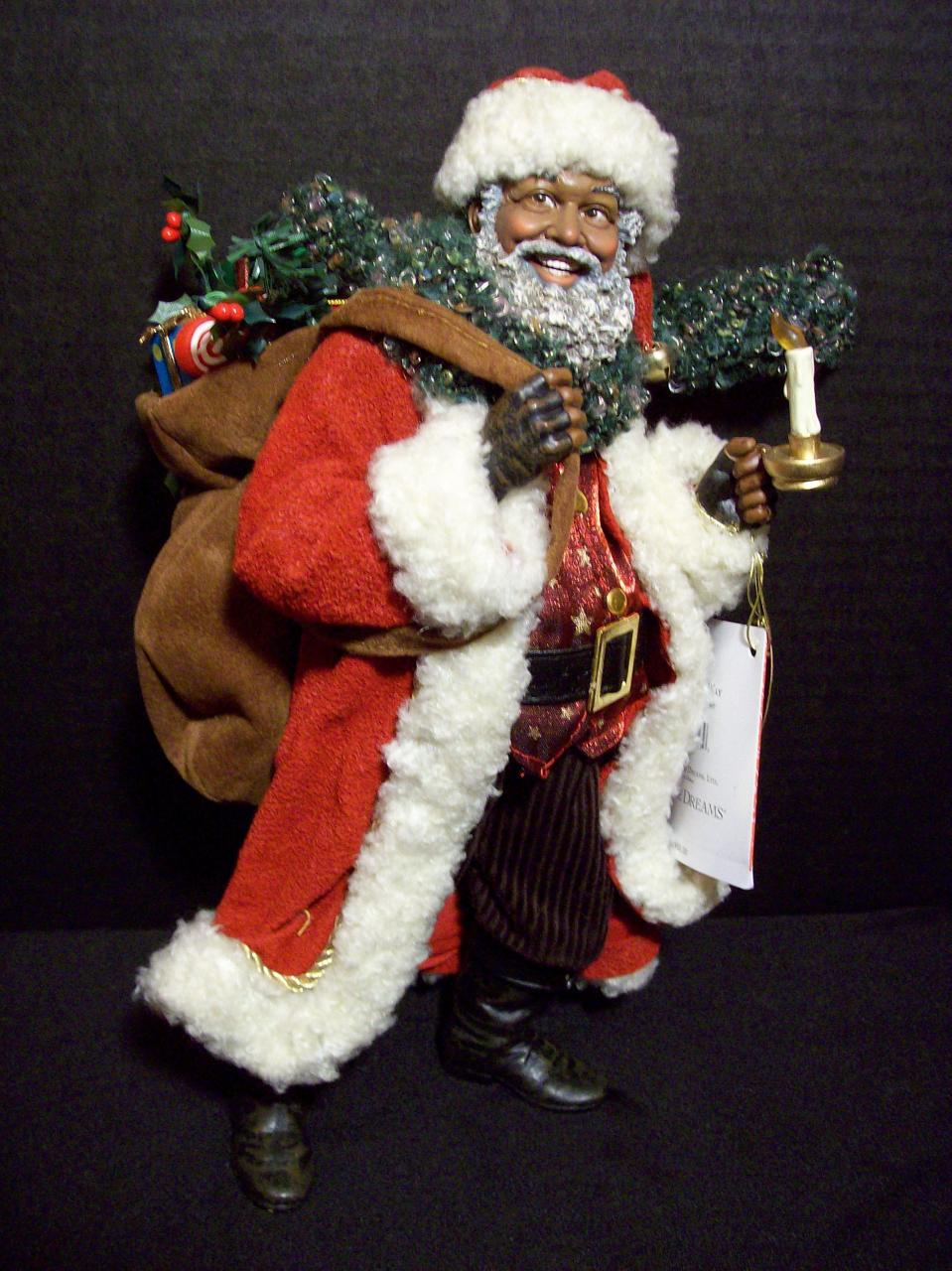 black santa christmas decor Possible Dreams Santa Lighting the Way Black christmas decorations, Black christmas cards