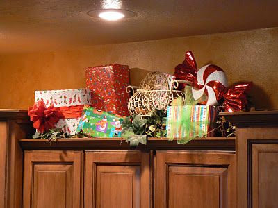 top of cabinet christmas decor Christmas decorating above kitchen Christmas Photos