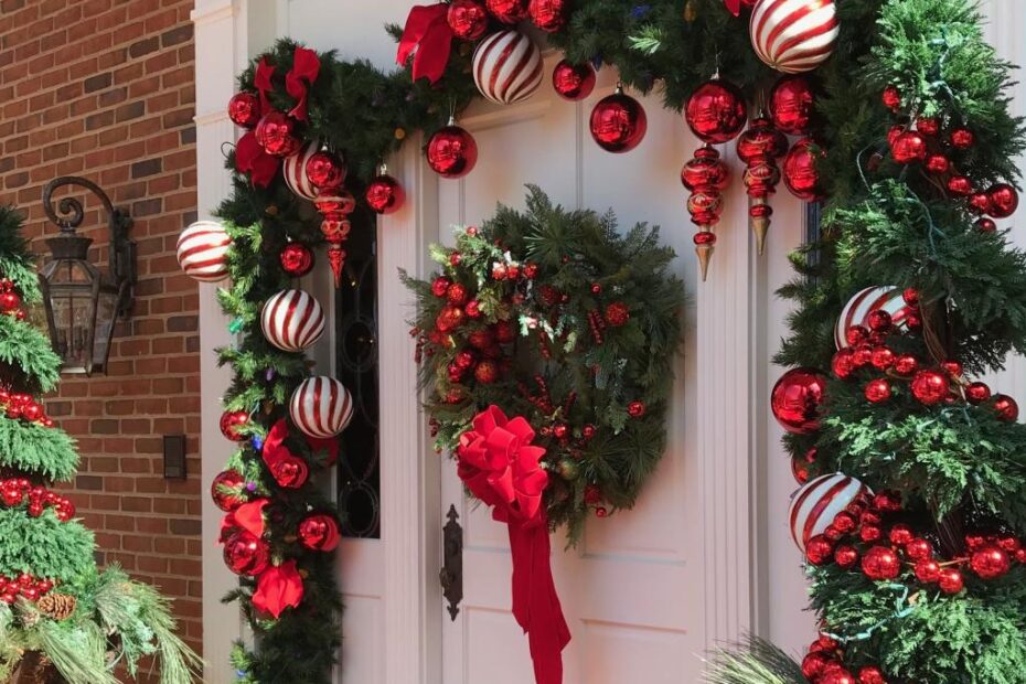 christmas decorations outside the door Pin by barbara power on Christmas Outdoor christmas garland