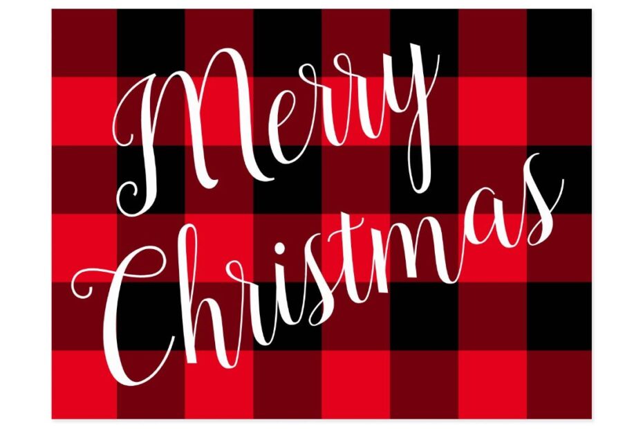 black and white plaid christmas decor Merry Christmas Red and Black Buffalo Plaid Postcard Zazzle Red christmas, Plaid christmas