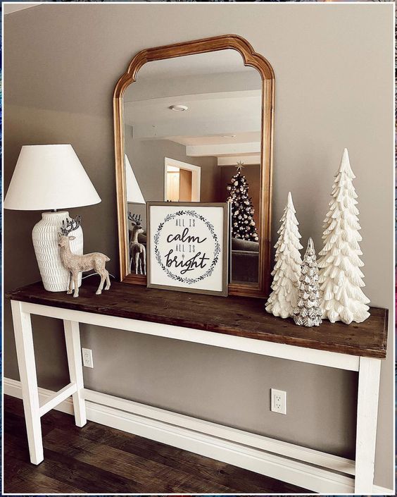 entryway table christmas decor 55+ Christmas Entryway Table Decor Ideas