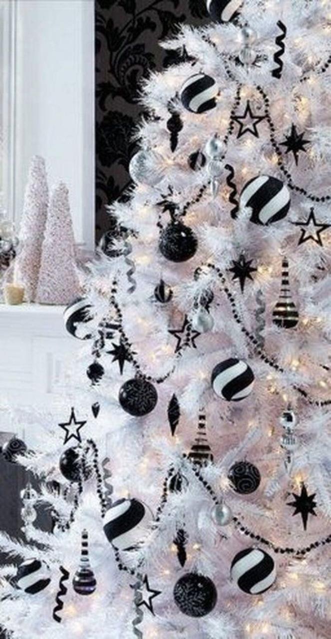 black and white christmas tree decor 48 Stunning White Christmas Tree Ideas To Decorate Your Interior PIMPHOMEE Black christmas