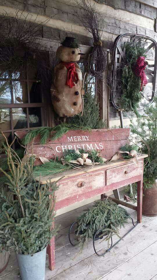 christmas decor ideas rustic Rustic country christmas Primitive christmas decorating, Christmas