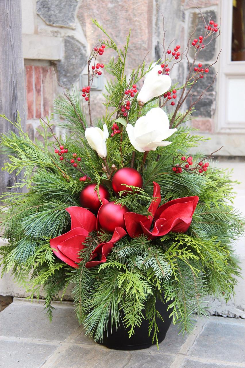 christmas decorating ideas for outdoor pots 42 Beautiful Christmas Outdoor Pot Decoration Ideas Christmas