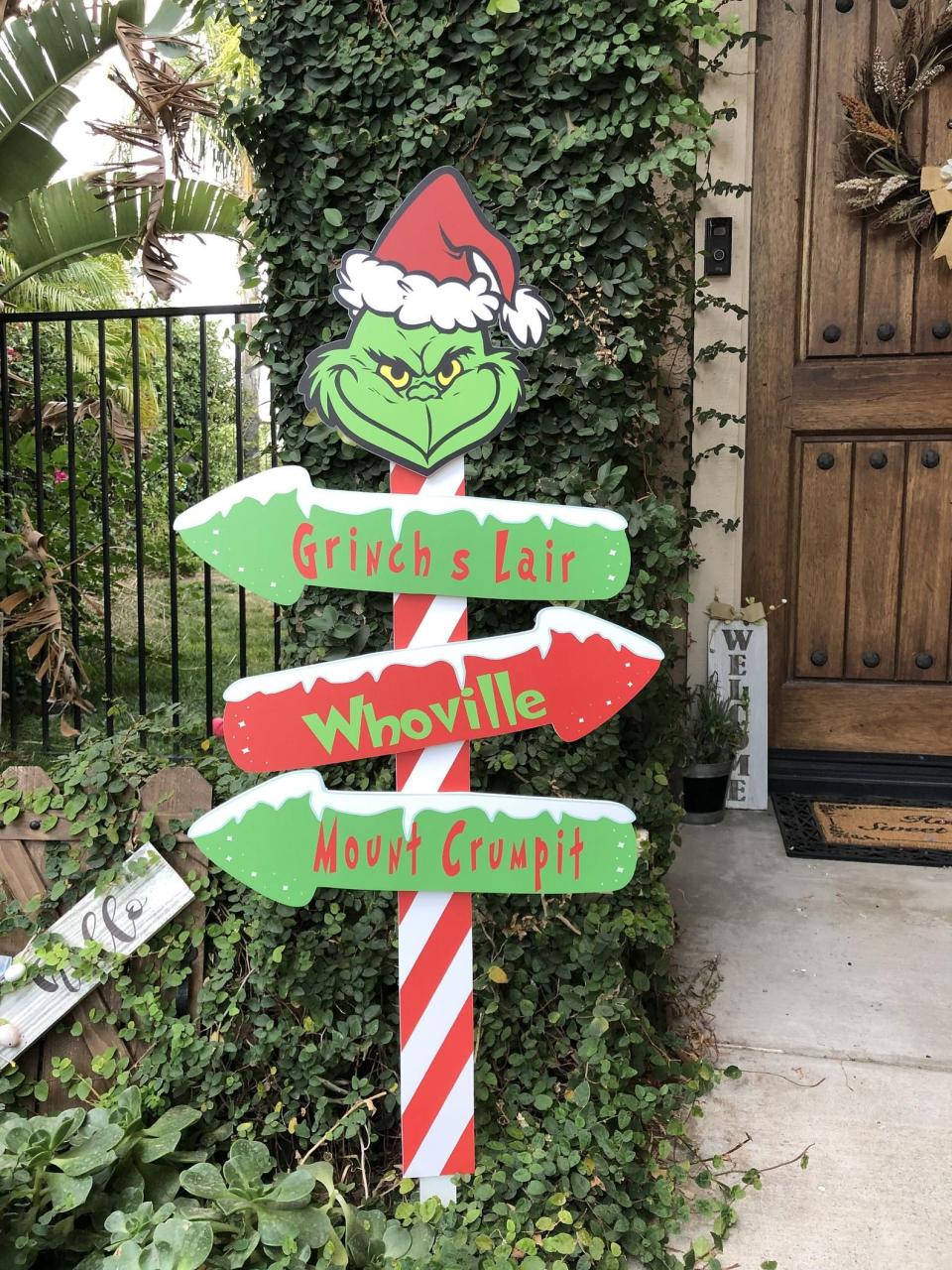 grinch christmas outside decor Christmas yard decorations grinch direction yard cutout sign Etsy