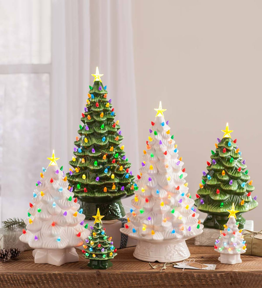 battery operated christmas decorations indoor Indoor/Outdoor BatteryOperated Lighted Ceramic Christmas Tree