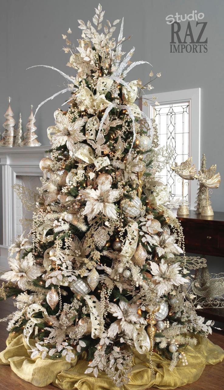 white christmas tree decor 2017 RAZ Christmas Trees Elegant christmas trees, Elegant christmas, Christmas tree inspiration