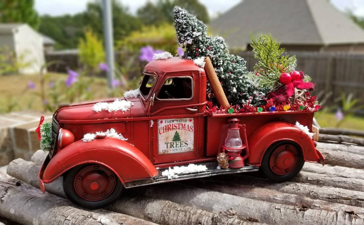 big red truck christmas decor Christmas Red Truck Red Truck Decor Christmas Red Truck Etsy