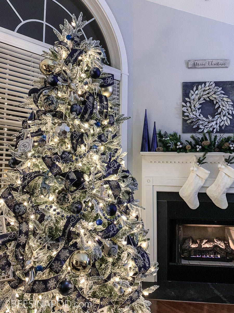 blue and silver christmas decor Blue and Silver Christmas Tree for the Living Room 2 Bees in a Pod Blue christmas tree