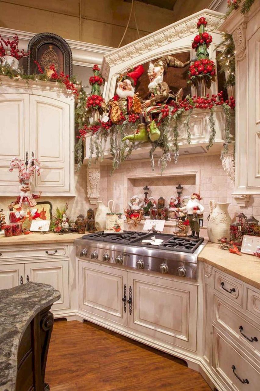 christmas decor for top of cabinets Amazing Christmas Kitchen Decor Ideas And Makeover FRUGAL LIVING Christmas kitchen