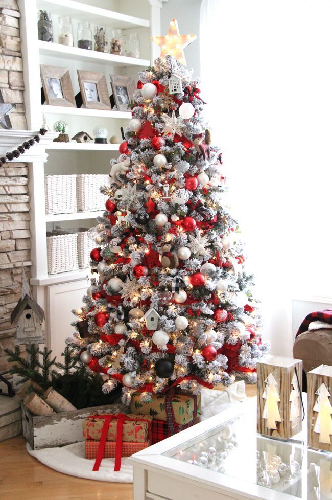 red and white christmas decor Pretty Red and White Christmas Cool christmas trees, White christmas trees, White christmas