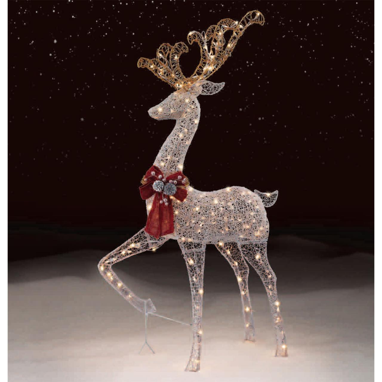 christmas deer decor outdoor Trimming Traditions Outdoor 200Light Silver Mesh Standing Deer Christmas Decoration