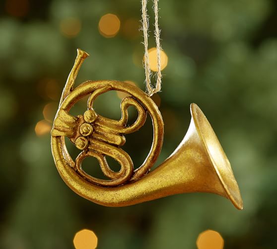 french horn christmas decor French Horn Ornament Pottery Barn