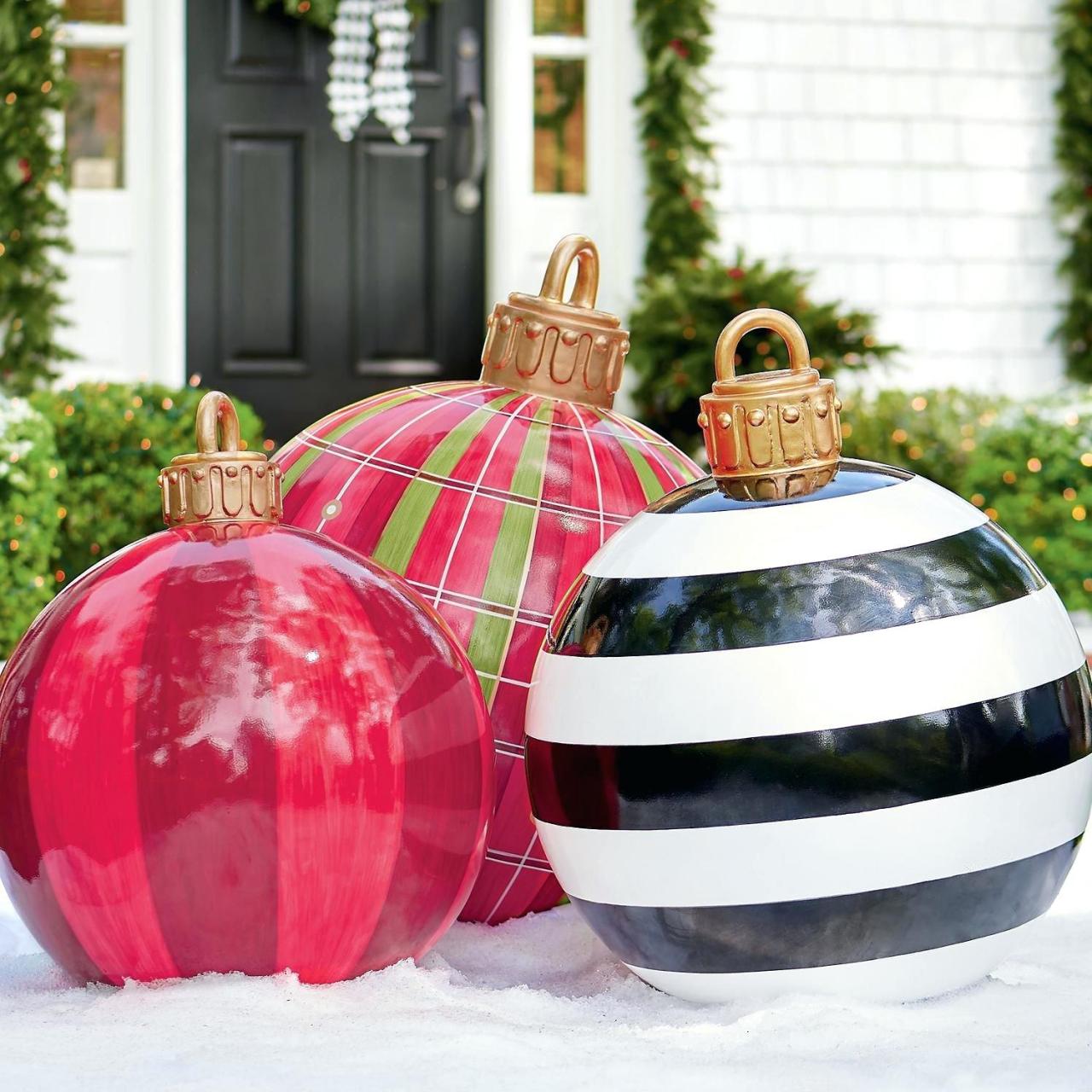 outdoor christmas decor large How to Make Large Christmas Ornaments to Decorate Your Yard This Holiday Season