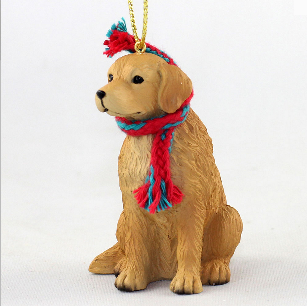 christmas golden retriever decor Golden Retriever Christmas Scarf Ornament