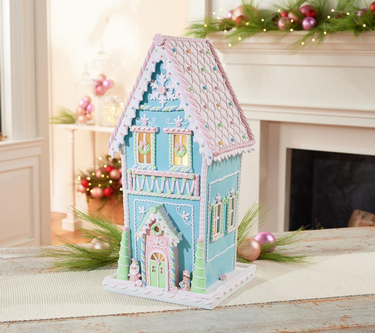 pastel gingerbread christmas decor 26" Oversized Pastel Gingerbread House by Valerie