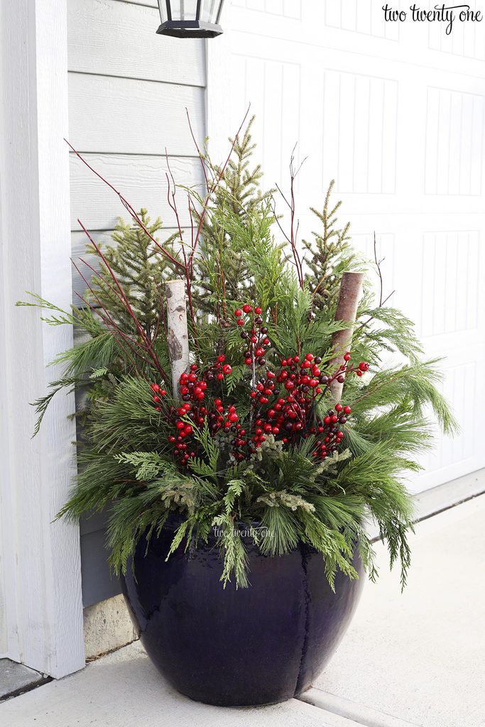 christmas decor for outdoor planters Outdoor Christmas Planter and Winter Decoration