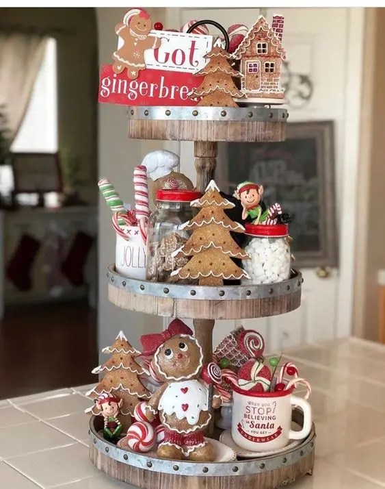 christmas tiered tray decor 22 Holiday Tiered Tray Decor Displays You'll Love