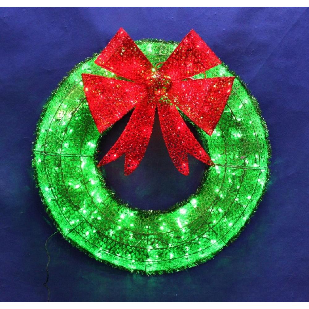 christmas decorations sale ebay 36 in. Christmas Green Tinsel Wreath 140 LED Twinkling Lights Indoor