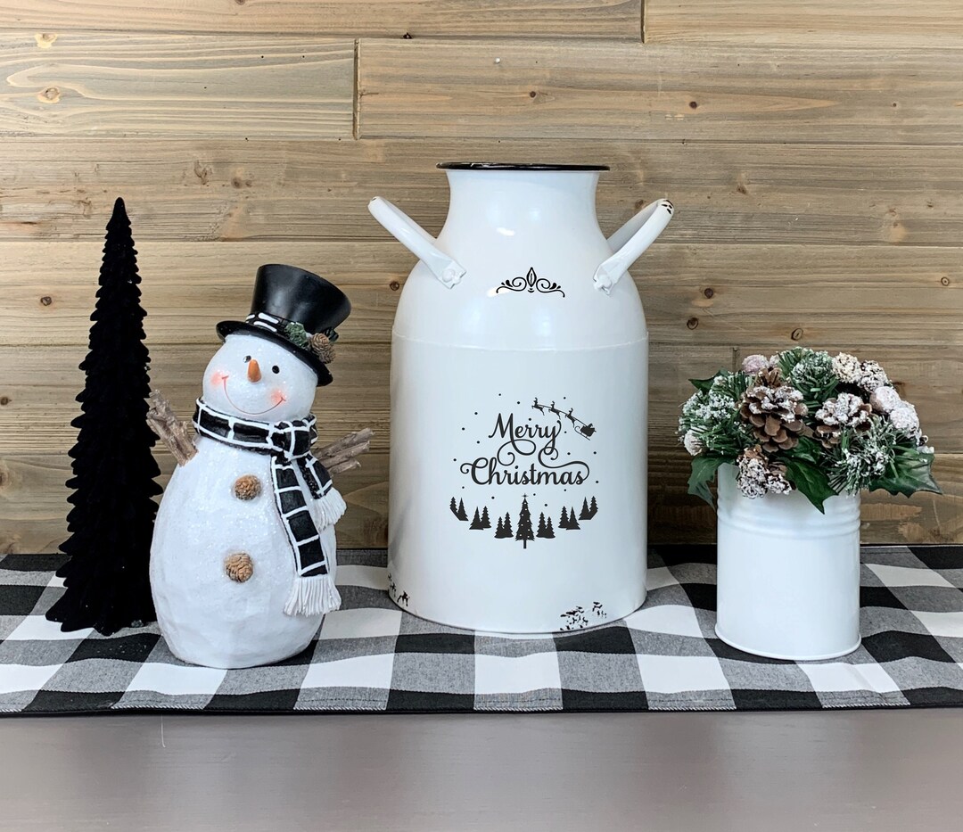 christmas milk can decor Farmhouse Merry Christmas Milk Can Decor Rustic Country Etsy