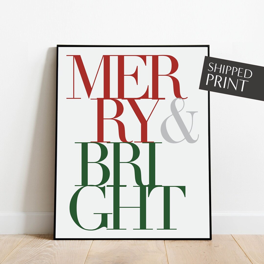 merry and bright christmas decor Merry and Bright Christmas Wall Art Holiday Decorations Etsy