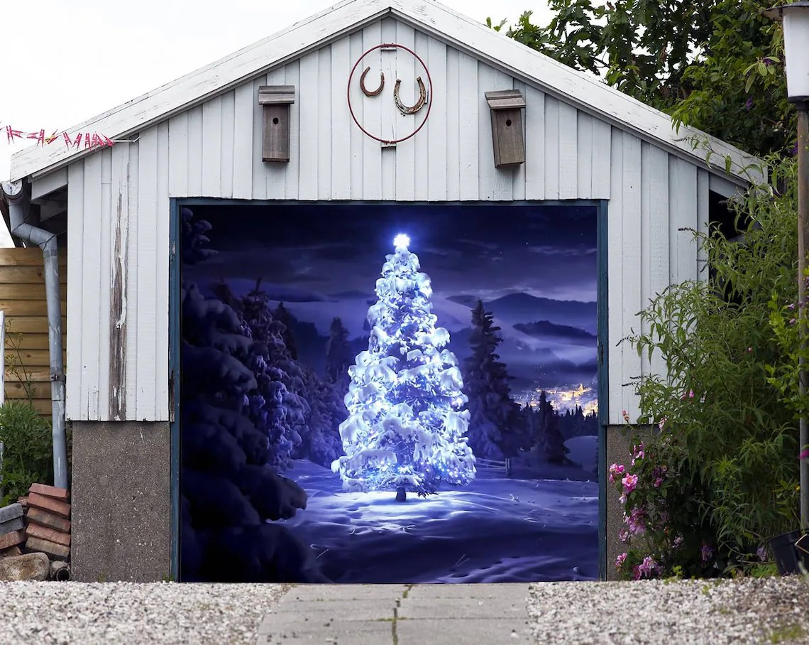 christmas garage door decor Christmas Garage Door Cover Christmas Door Decorations Etsy