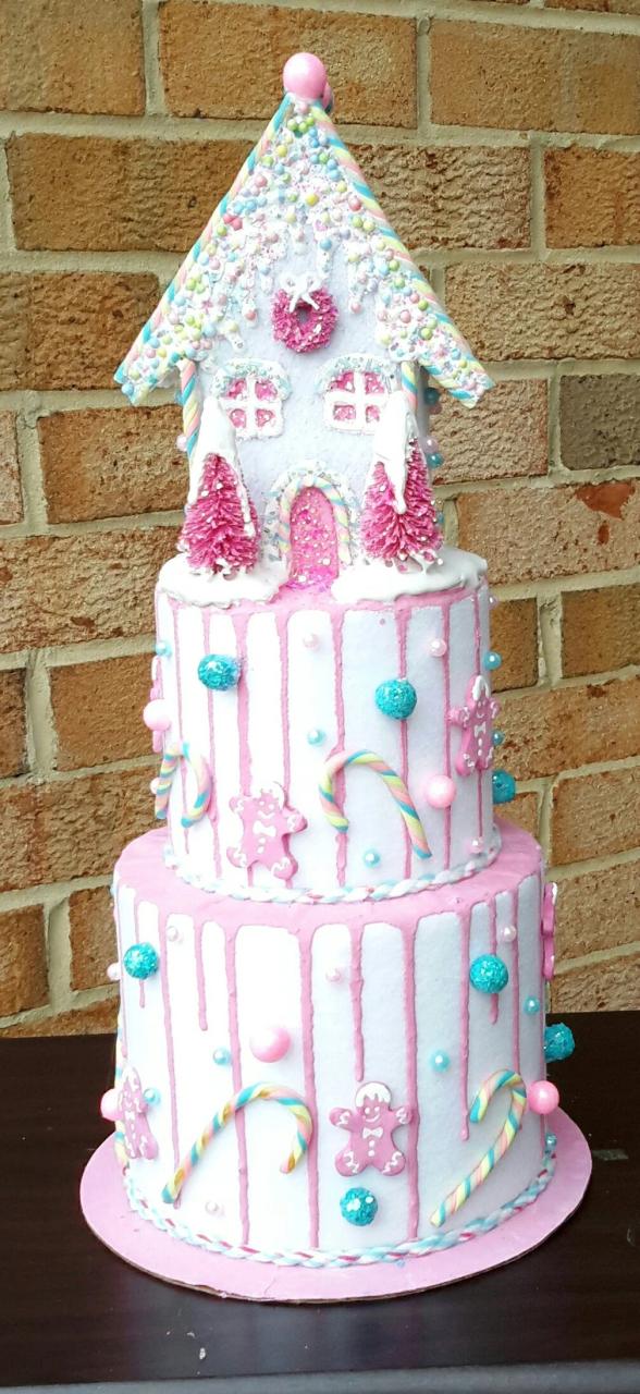 pastel gingerbread christmas decor Candyland Pastel Gingerbread House Christmas Cake Centerpiece Etsy