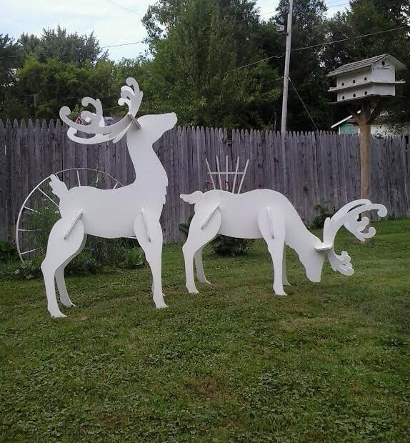 outdoor reindeer christmas decorations yard Outdoor White Reindeer Christmas Wood Yard Art lawn Decoration Etsy